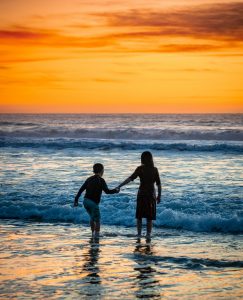 Francis Beach - two children at sunset