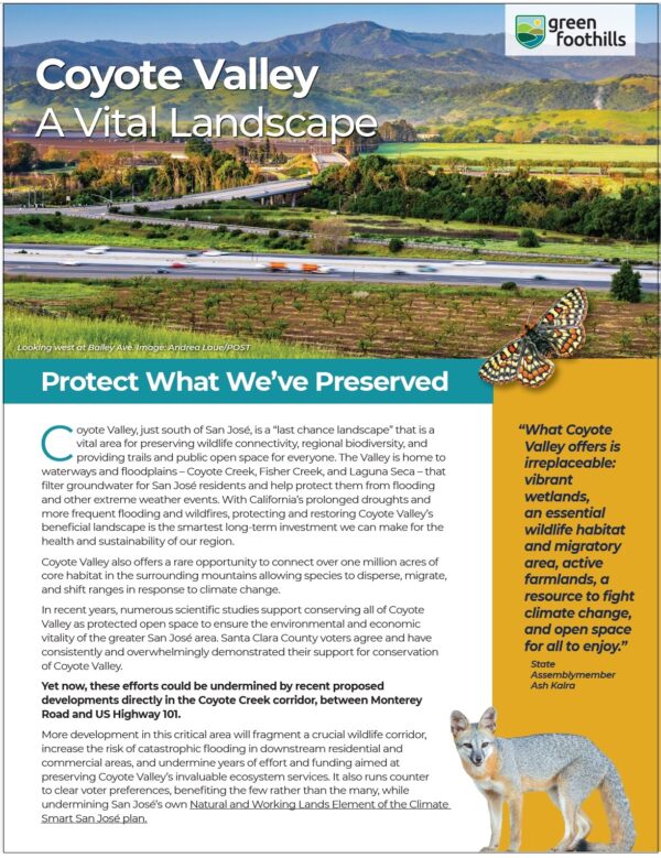 cover of report, "Coyote Valley: A Vital Landscape"